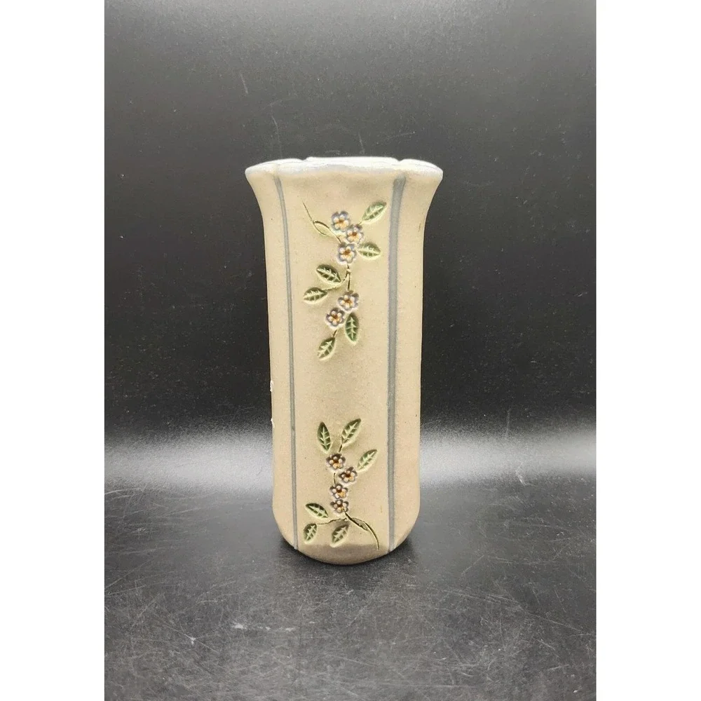 Small Vintage Studio Art Pottery Pottery Vase 1994 - Signed Ceramic Floral 5.5
